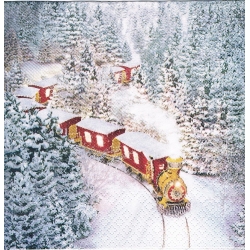 Serwetka -238-  zima, pociąg  Polar Express